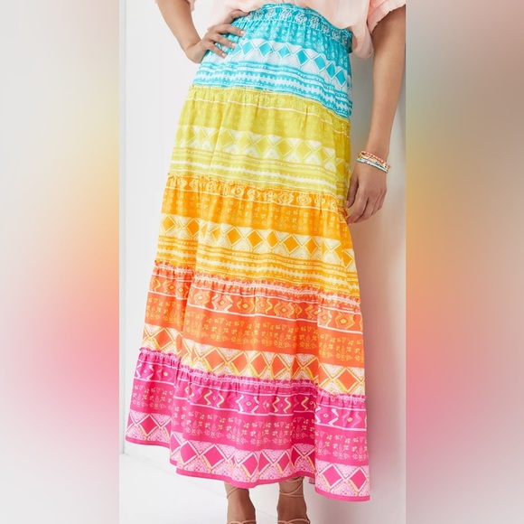 Anthropologie Geisha Designs Vibrant Multicolor Maxi Skirt - Picture 3 of 5